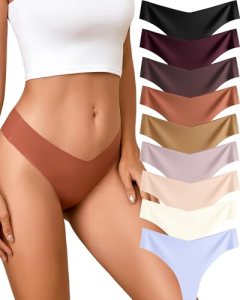 Take Talk Womens Underwear Seamless Thongs 9 Pack Sexy Panties No Show V-waisted