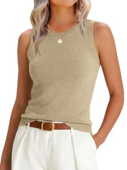 ANRABESS Womens Wool Blend Tank Tops Sweaters Sleeveless Soft Fitted Business Ca