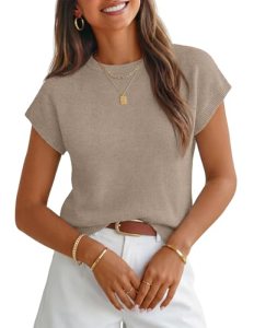 MEROKEETY Women’s Summer Short Sleeve Sweater Vest Knit Cute Pullover Tank Tops