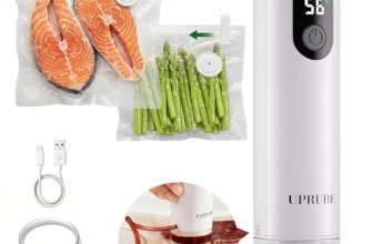 UPRUBE Compact Vacuum Sealer for Food (Vacuum Sealer Machine + 30 Reusable Vacuu