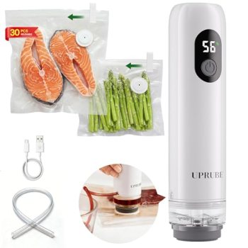 UPRUBE Compact Vacuum Sealer for Food (Vacuum Sealer Machine + 30 Reusable Vacuu