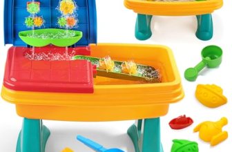 Kids Sand and Water Table, 2 in 1 Toddler Activity Table with Water Wheel & Sand