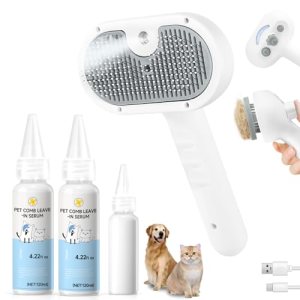 Pet Steam Brush for Dog & Cat – Pet comb leave-inserum for Shedding & Hair Remov
