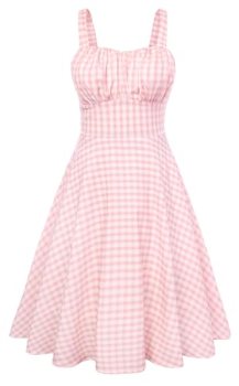 Belle Poque Pink Gingham Dress for Women 2026 Summer Sleeveless Flowy Midi Sundr