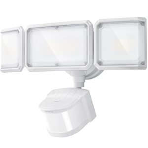 LEPOWER-TEC Zero Blind Spots Outdoor Security Light with 240° & 100ft Dual PIR M