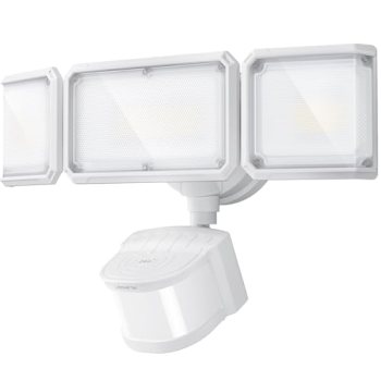 LEPOWER-TEC Zero Blind Spots Outdoor Security Light with 240° & 100ft Dual PIR M