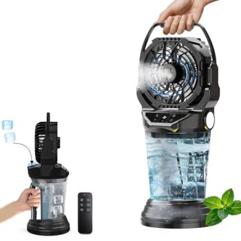 2026 New Portable Misting Fan with 30000mAh Rechargeable Battery
