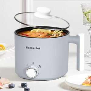 KERZION Electric Hot Pot :1.5L Mini Ramen Cooker with Overheat & Boil-Dry Protec