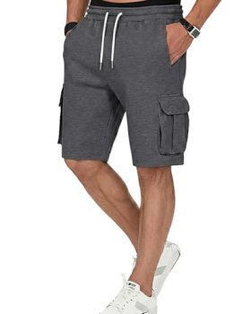 PIDOGYM Men’s Casual Jogger Shorts Sweat Cargo Short Pants Drawstring Elastic Wa