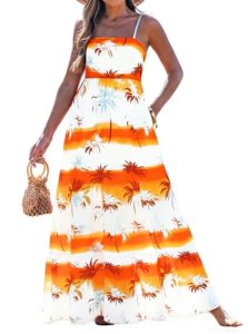 popvil Women Summer Maxi Dress 2026 Spaghetti Strap Long Beach Dress Boho A-Line