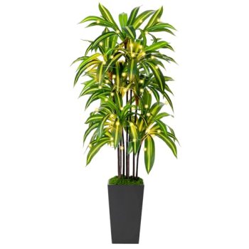Artificial Dracaena Tree 5FT, Fake Plants with Black Tall Planter