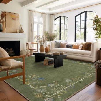 Washable Rugs 8×10 Area Rugs for Living Room: Bedroom Rug Stain Resistant Non Sl