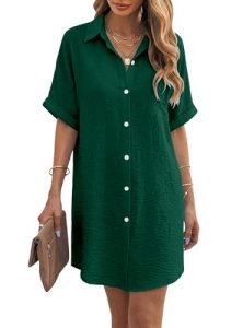 Angerella Button Down Shirts for Women Summer Short Sleeve Swimsuit Coverup for
