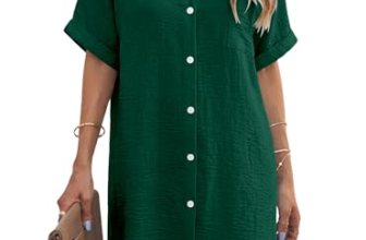 Angerella Button Down Shirts for Women Summer Short Sleeve Swimsuit Coverup for