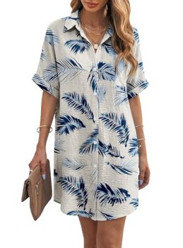 Angerella Women Swimsuit Coverup Shirt Dress Button Down Bathing Suit Cover Up B