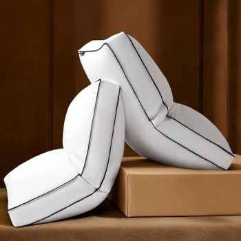 AQUZIN Soft Thin Goose Feather Down Pillow King Size Set of 2