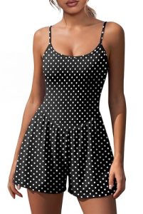 NIASHOT Summer Rompers for Women Adjustable Spaghetti Strap Rompers Casual Athle