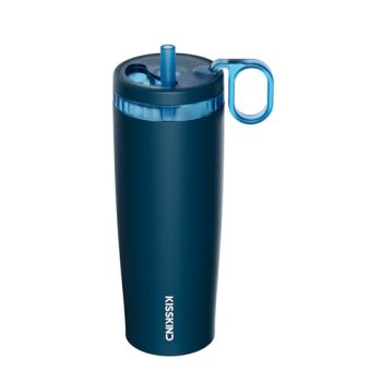 KISSKIND 20 Oz Iced Coffee Tumbler with Hidden Straw