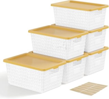 NUMIFUN Plastic Storage Bins with Latching Lids