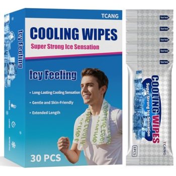 30 Pack Cooling Body Wipes, Alcohol-Free Cooling Towelettes Cooling Towel Altern