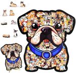 GAKICO 135pcs Wooden Jigsaw Puzzle: Colored Dog Shaped Wooden Puzzle Unique Anim