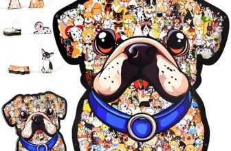 GAKICO 135pcs Wooden Jigsaw Puzzle: Colored Dog Shaped Wooden Puzzle Unique Anim