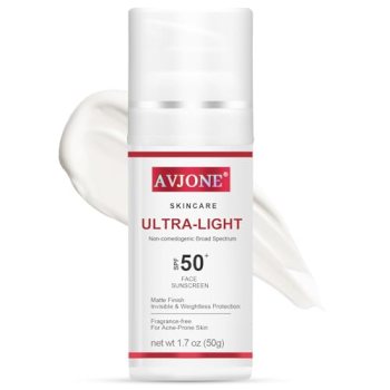 AVJONE Face Sunscreen SPF 50, Broad Spectrum UVA/UVB Protection with Hyaluronic
