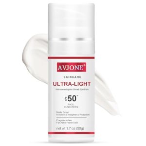 AVJONE Face Sunscreen SPF 50, Broad Spectrum UVA/UVB Protection with Hyaluronic