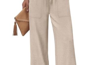 WIHOLL Linen Pants Women Wide Leg Palazzo Pants Flowy Casual Summer Outfits Crui