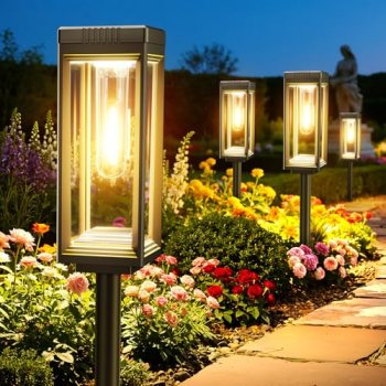 VICOUP 8 Pack Tall Solar Pathway Lights Outdoor
