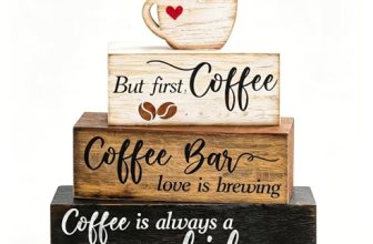 4 Pcs Wooden Coffee Bar Decorations Rustic Coffee Bar Signs for Tiered Tray Farm
