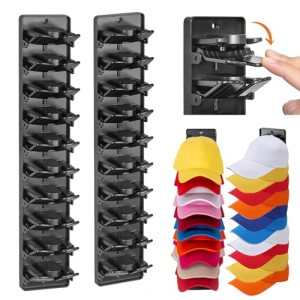 Accevo Spring Clip Hat Organizer Hold Storage 20 Caps for Baseball Caps (2-Pack)