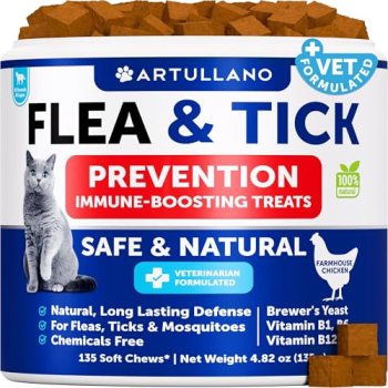 Cat Flea Treatment – Natural Flea and Tick Prevention Supplement for Large & Sma