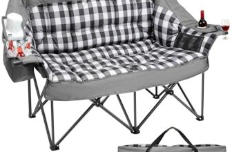 Suteck Double Camping Chair, Oversized Camping Couch with 2 in 1 Pockets