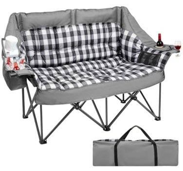 Suteck Double Camping Chair, Oversized Camping Couch with 2 in 1 Pockets