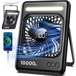 10000mAh Portable Travel Fan, 5 Speeds Strong Wind Cruise Fan with LED Lantern