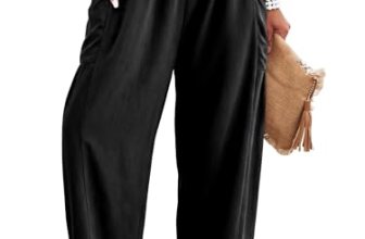 Angerella Womens Plus Size Linen Wide Leg Pants Casual Loose Drawstring High Wai