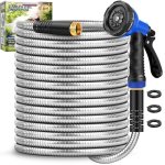 Garden Hose 50 ft, Heavy Duty Stainless Steel Metal Hose