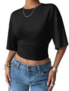 Sampeel Summer Tops for Women 2026 Trendy Going Out Tshirts Shirts Slim Fit Fash