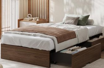 GarveeHome Twin Size Wood Platform Bed Frame with 2 Storage Drawers
