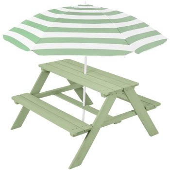 Best Choice Products Wooden Kids Picnic Table with Umbrella