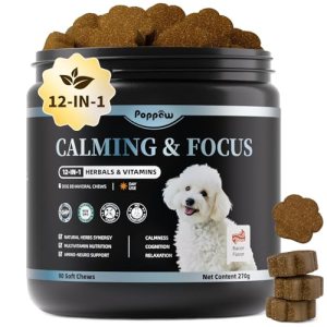 POPPAW Calming Chews for Dogs – 12-in-1 Dog Calming Treats with Herbal & Vitamin