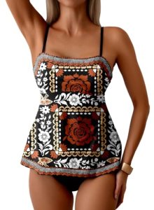 Dokotoo Women’s Floral Tankini Sets Two Piece Swimsuits Boho Floral Print Flowy
