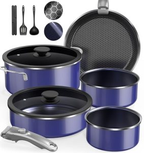 Pro DUXANO 12PC Nonstick Pots and Pans Set&Hybrid 3-Ply Stainless Steel Skillet
