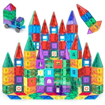 Playmags Magnetic Tiles for Kids 100-Piece Set