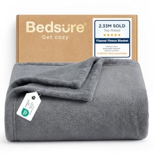 Bedsure GentleSoft Fleece Throw Blanket for Couch Grey