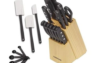 Farberware Knife Block Set 22-Piece Kitchen Knife Set with High-Carbon Stainless