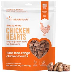 smallbatch Pets Premium Freeze-Dried Chicken Heart Treats for Dogs and Cats