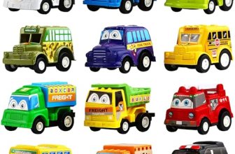 Funcorn Toys Pull Back Car, 12 Pack Assorted Mini Plastic Vehicle Set
