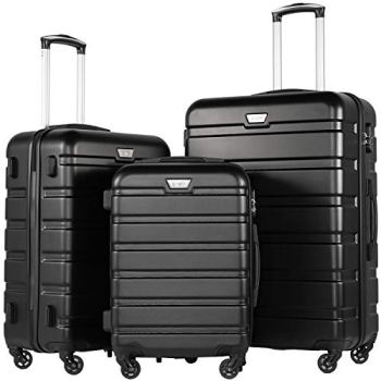 Coolife Luggage 3 Piece Set, Lightweight Durable Hardshell Suitcase set with 360